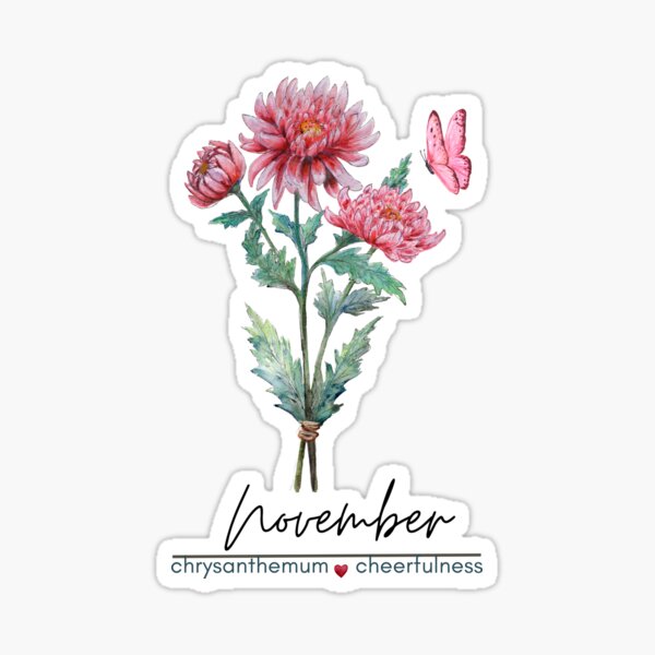 November Birth Flower Sticker: Chrysanthemum – The Redheaded Camel