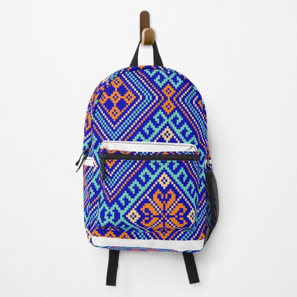 Item preview, Traditional fabric pattern, pixel art, geometric shapes, bright colors designed and sold by Butsabakorn.
