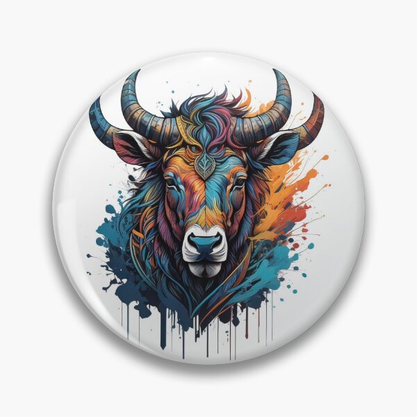 Item preview, Buffalo head with colorful grunge splashes designed and sold by Sanan Israyilli.