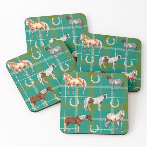 Item preview, Horses Plaid Green designed and sold by Ashley Gagnon.