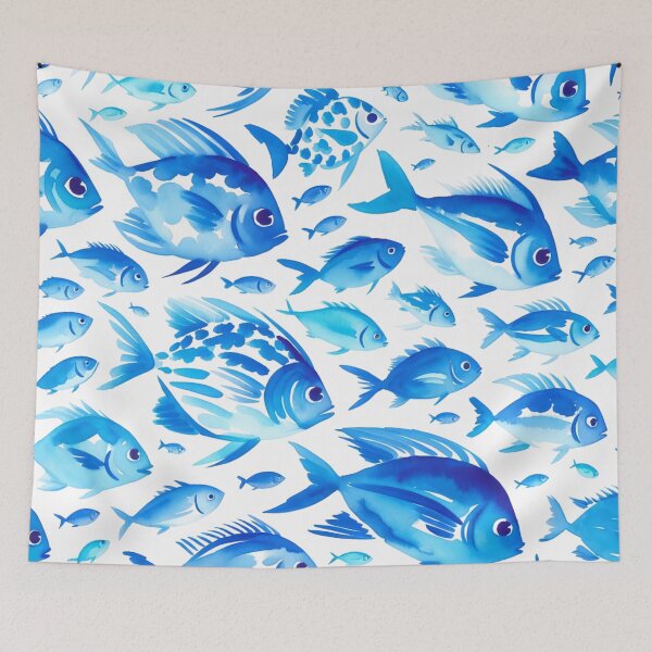 Item preview, Vibrant Blue Fish Watercolor Pattern designed and sold by BrightTide.