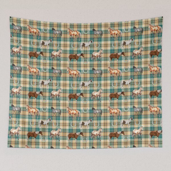 Item preview, Horses Plaid Green 2 designed and sold by Ashley Gagnon.
