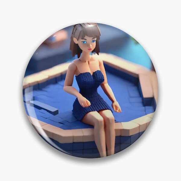 Item preview, doll looking girl wearing nice navy blue dress in a jacuzzi designed and sold by thebitsinc.