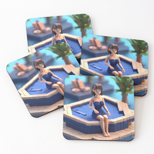 Item preview, doll looking girl wearing nice navy blue dress in a jacuzzi designed and sold by thebitsinc.