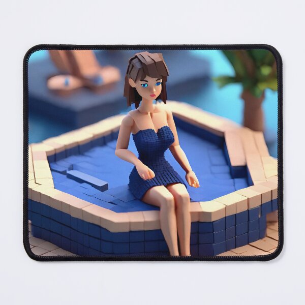 Item preview, doll looking girl wearing nice navy blue dress in a jacuzzi designed and sold by thebitsinc.