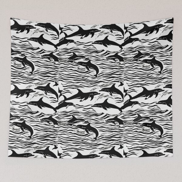 Item preview, Joyful dolphins leaping through ocean waves seamless pattern designed and sold by IssaraStudio.