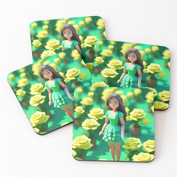 Item preview, doll looking girl wearing stunning sea green dress lost in a garden designed and sold by thebitsinc.