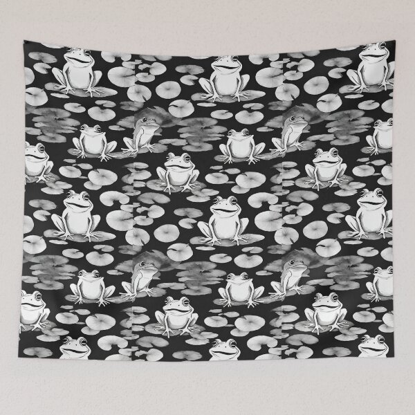 Item preview, Happy frogs playing on lily pads seamless pattern designed and sold by IssaraStudio.