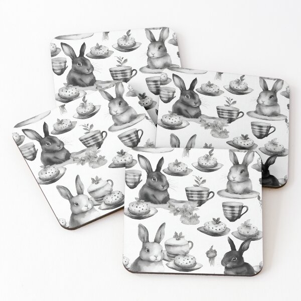 Item preview, Fluffy bunnies having a tea party seamless pattern designed and sold by IssaraStudio.