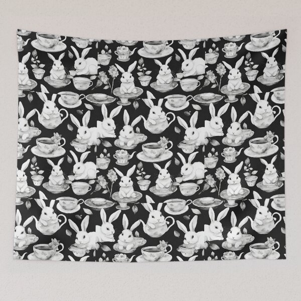 Item preview, Cozy bunnies hosting a tea gathering seamless pattern designed and sold by IssaraStudio.