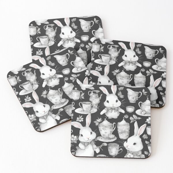 Item preview, Bunnies in a snug tea gathering seamless pattern designed and sold by IssaraStudio.