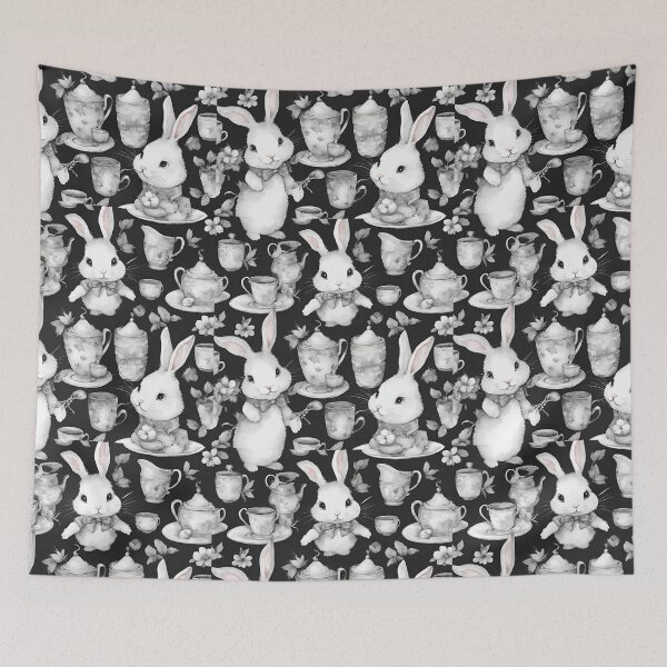 Item preview, Bunnies in a snug tea gathering seamless pattern designed and sold by IssaraStudio.