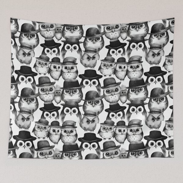 Item preview, Quirky owls in different hats seamless pattern designed and sold by IssaraStudio.