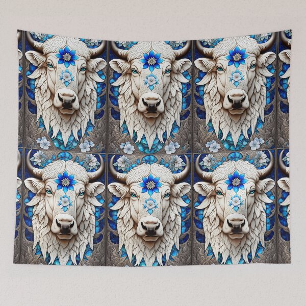 Item preview, WHITE BISON BUFFALO#0~Spirit Animal~Blanket/Tapestry~Big Wild Nature Cow Lover~College Dorm~AirBnB Real Estate Travel Guest Home Decor~Birthday Christmas Gift designed and sold by Spinning Plates 360.