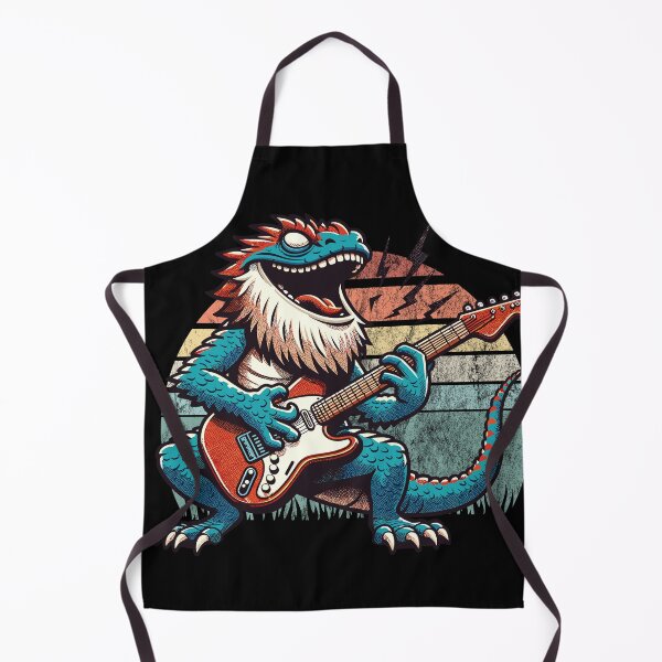 Item preview, funny, bearded dragon, playing, guitar, christmas, retro, vintage, lizard, reptile, musical, cute, holiday, festive, pet, animal, designed and sold by Dazeville Studio1541 .