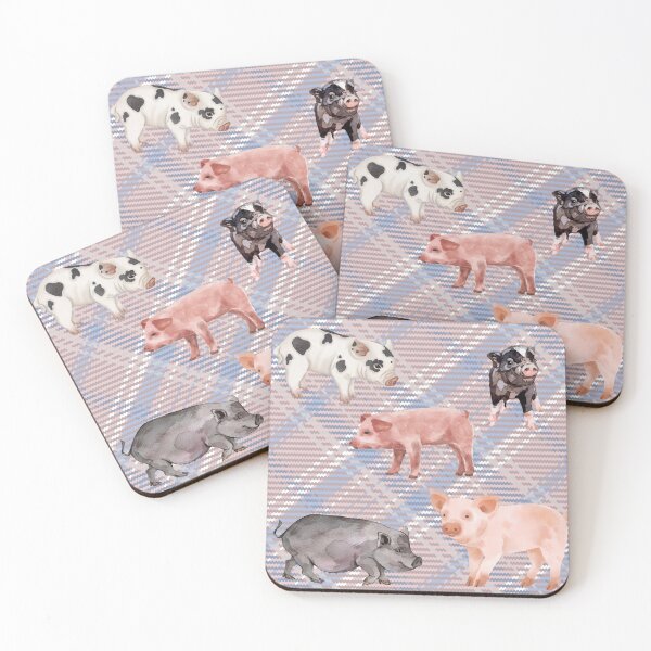 Item preview, Copy of Piggies Plaid Pink Blue 1 designed and sold by Ashley Gagnon.