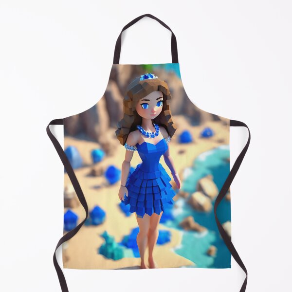 Item preview, doll looking girl wearing ravishing royal blue mini dress standing amidst big sapphire gems at the seaside hills designed and sold by thebitsinc.