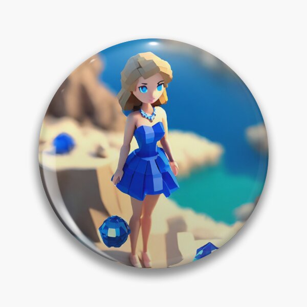 Item preview, doll looking girl wearing ravishing royal blue mini dress standing amidst big sapphire gems at the seaside hills designed and sold by thebitsinc.