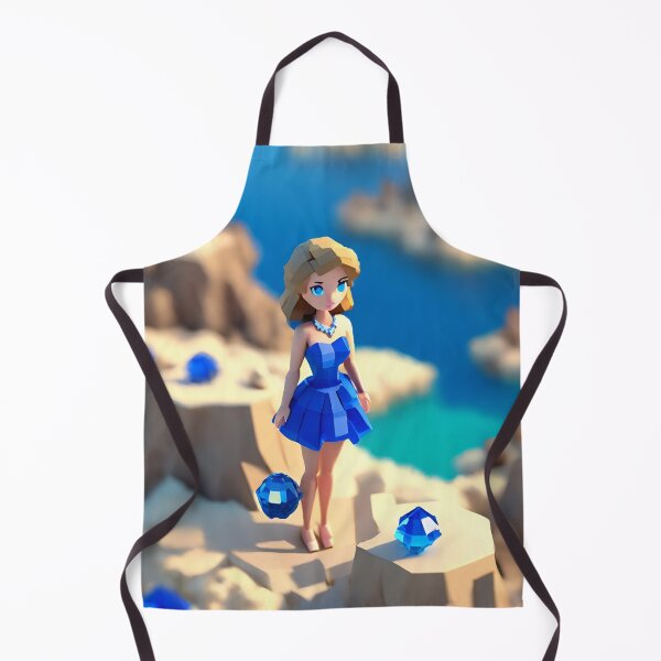 Item preview, doll looking girl wearing ravishing royal blue mini dress standing amidst big sapphire gems at the seaside hills designed and sold by thebitsinc.