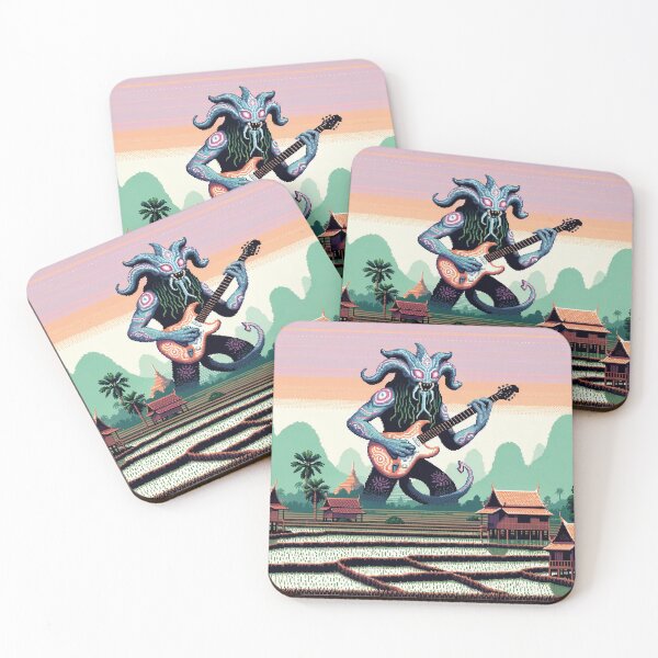Item preview, Guitar Monster Tour at Isan, Thailand,  Funny Music AI Art Retro Games Style designed and sold by kewarin.