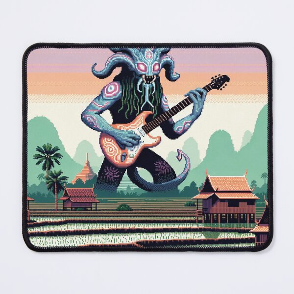 Item preview, Guitar Monster Tour at Isan, Thailand, Funny Music AI Art Retro Games Style designed and sold by kewarin.