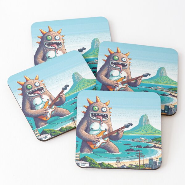 Item preview, Guitar Monster Tour at Jeju  Island, South Korea,  Funny Music AI Art Retro Games Style designed and sold by kewarin.