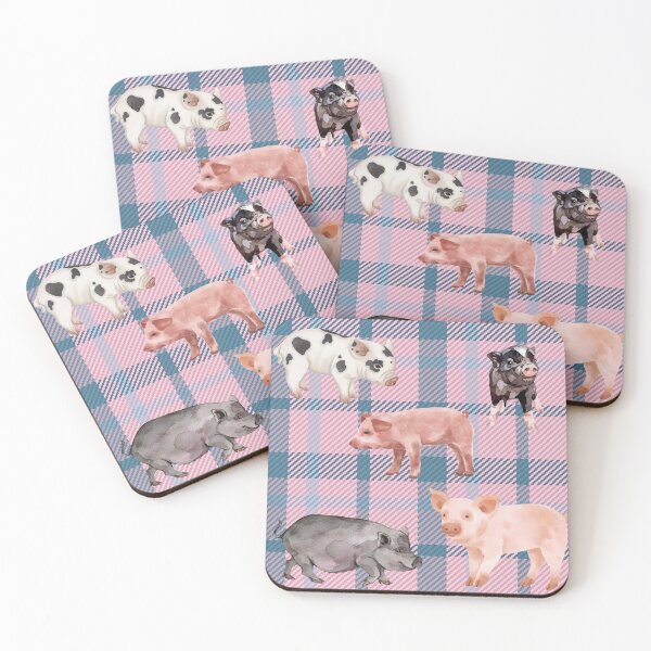 Item preview, Piggies Plaid Pink Blue 2 designed and sold by Ashley Gagnon.