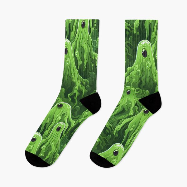 Item preview, Green Slime Monsters Pattern designed and sold by spookycutepeeps.