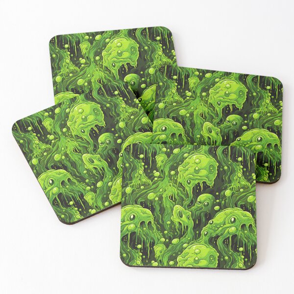 Item preview, Green Ooze Monsters Pattern designed and sold by spookycutepeeps.