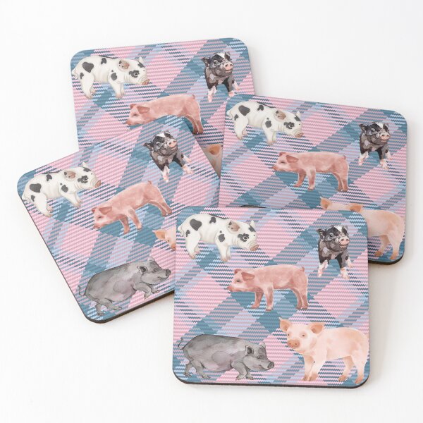 Item preview, Piggies Plaid Pink Blue 3 designed and sold by Ashley Gagnon.