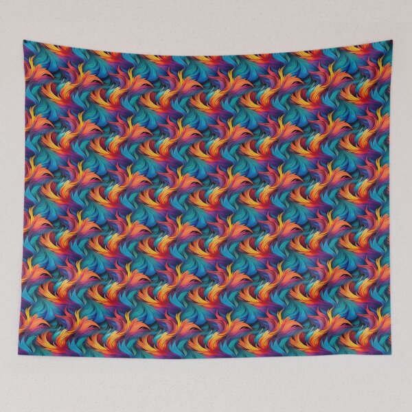 Item preview, Cool Seamless Abstarct Feather Art - Blue, Green, Red, Yellow, Orange designed and sold by CreatureHouse95.