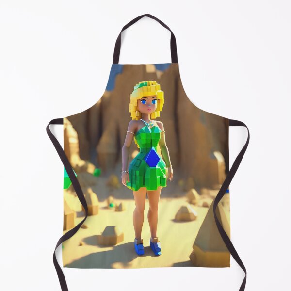 Item preview, doll looking girl wearing vibrant sea green dress standing amidst big emerald gems at the desert designed and sold by thebitsinc.