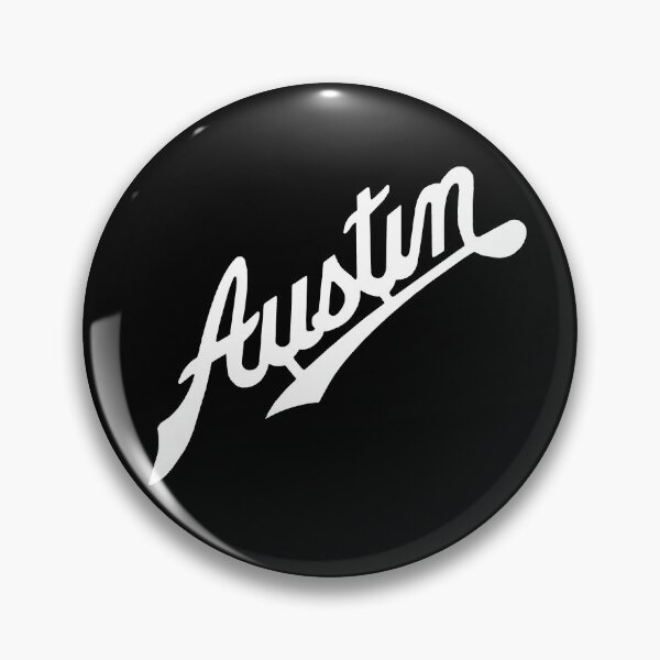 Aperçu de l'œuvre Logo de voiture Austin vintage en blanc créée et vendue par Random Railways.