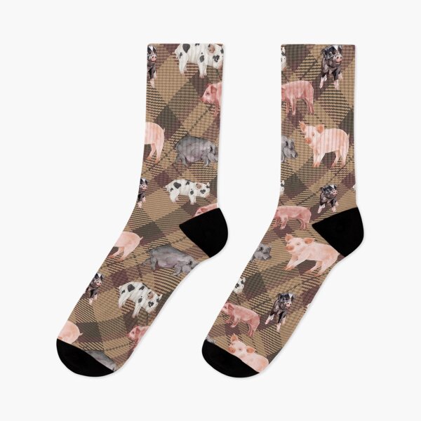 Aperçu de l'œuvre Piggies Plaid Marron créée et vendue par Ashley Gagnon.