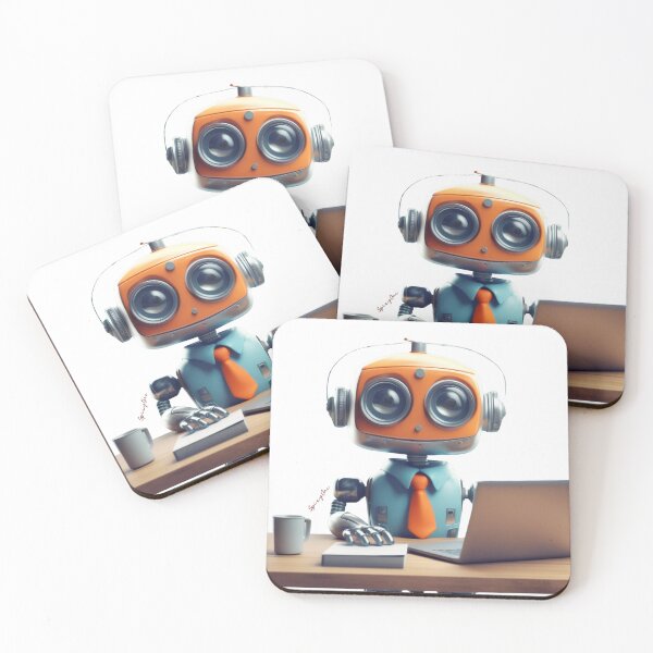 Item preview, Cute Robot Sitting With Coffee Cup designed and sold by SpicyOne.