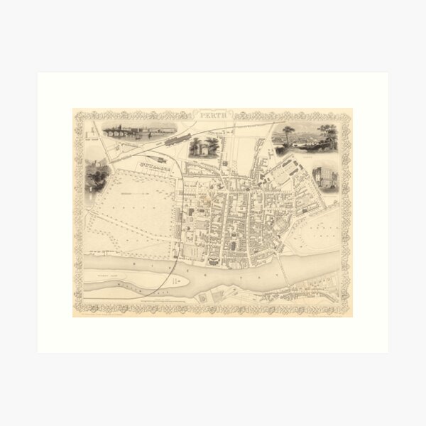 Item preview, Vintage Map of Perth Scotland (1851) designed and sold by BravuraMedia.