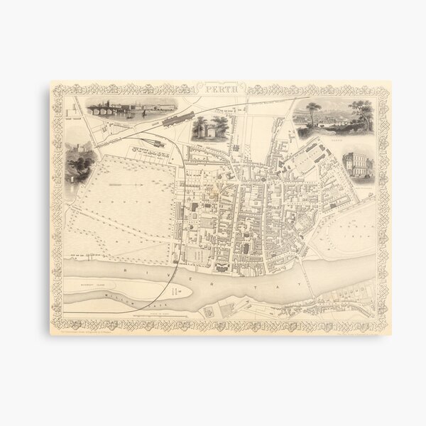 Item preview, Vintage Map of Perth Scotland (1851) designed and sold by BravuraMedia.