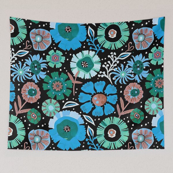 Item preview, wild flowers teal hue designed and sold by EasyPrints337.