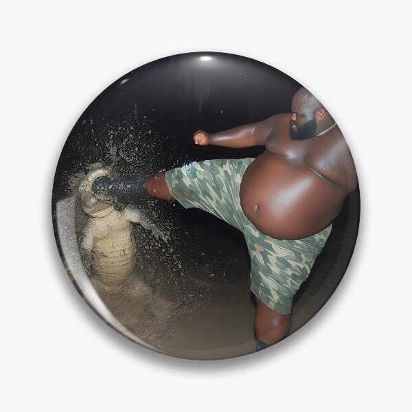 Item preview, Gumbo Slice Meme Fat Black Guy Kicking Alligator designed and sold by fomodesigns.
