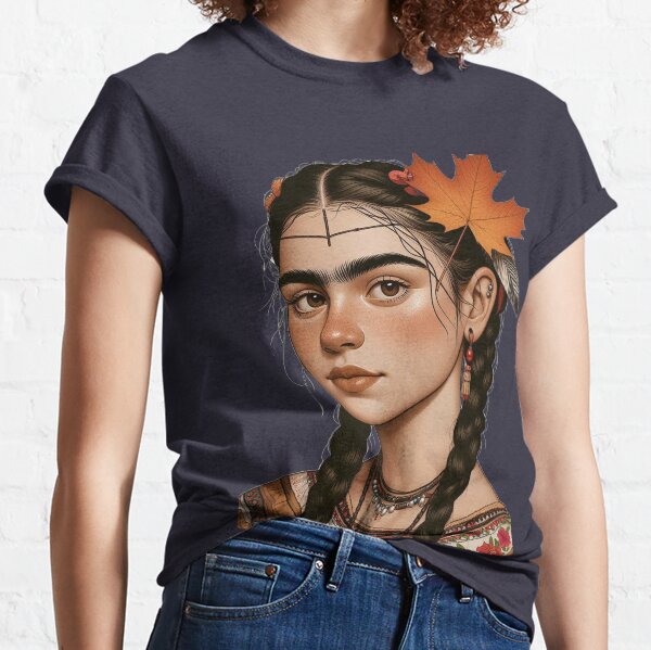 Canadian Girl Portrait in Frida Kahlo Style Classic T-Shirt