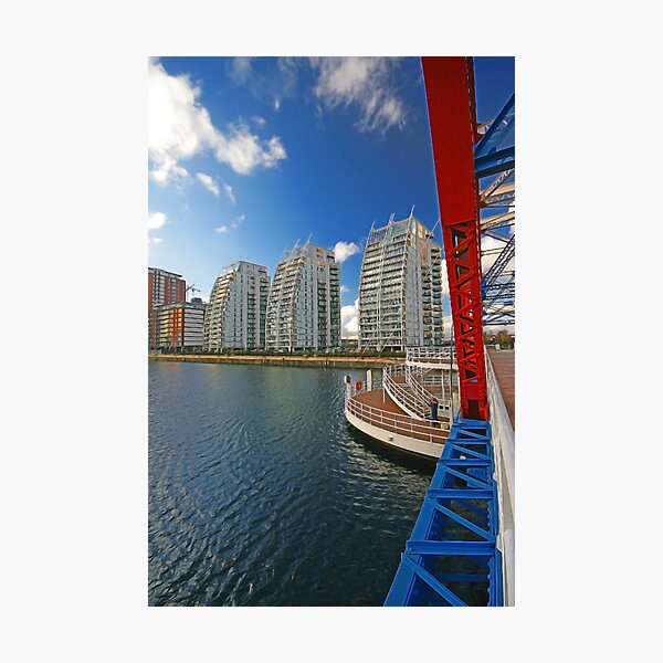 SALFORD QUAYS SWING BRIDGE AND THE THREE SISTERS Photographic Print
