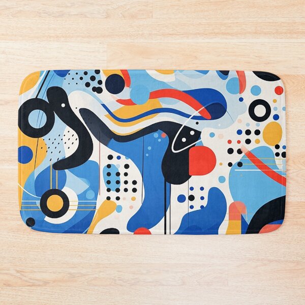 Item preview, Vibrant Geometric Fusion: Abstract Art in Blue, Red, and Yellow designed and sold by PaintbrushPlace.