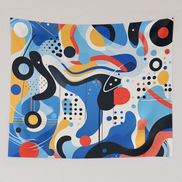 Item preview, Vibrant Geometric Fusion: Abstract Art in Blue, Red, and Yellow designed and sold by PaintbrushPlace.