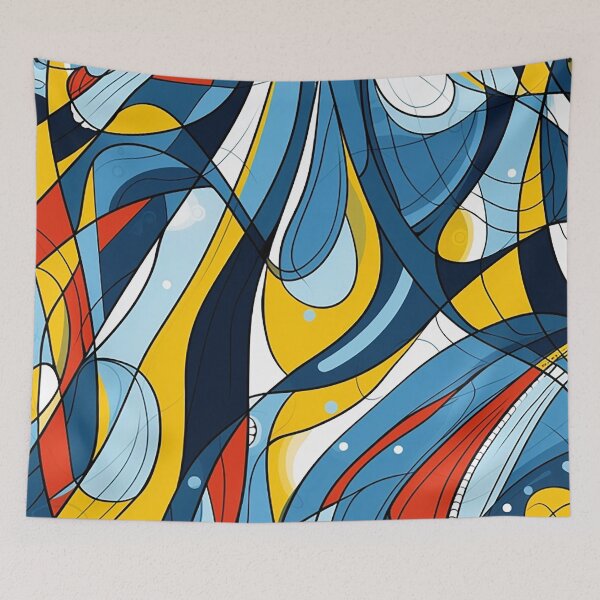 Item preview, Dynamic Abstract Mosaic: Vivid Geometric and Organic Interplay designed and sold by PaintbrushPlace.