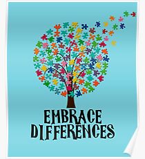 Embrace Differences Autism Awareness T Shirt for Men Women Poster
