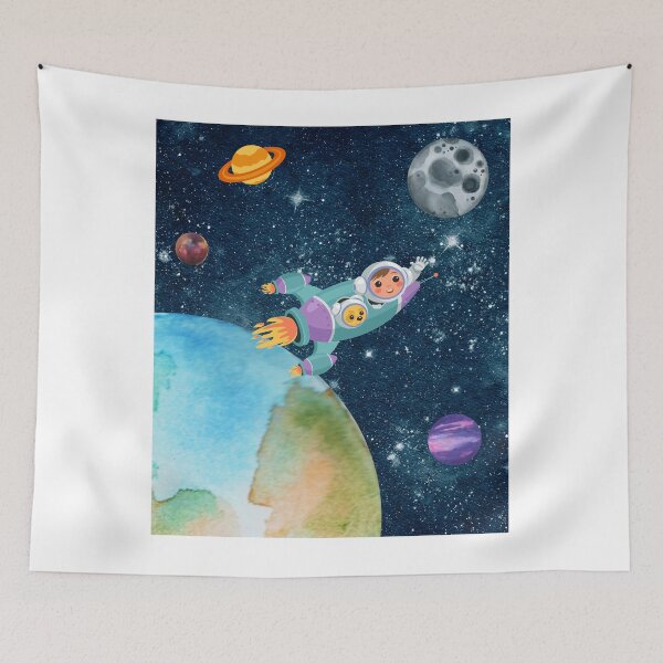Item preview, Spaceship with Boy and Dog Earth Moon designed and sold by DesignByAwP.