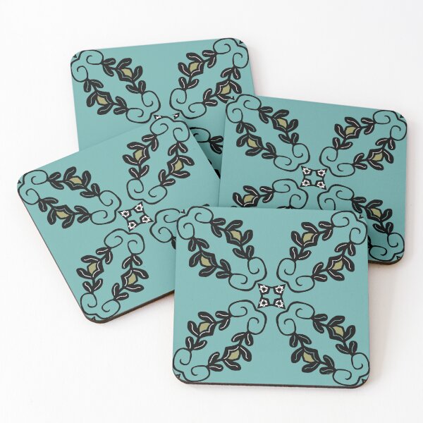 Item preview, Teal and black leaves geometric designed and sold by Ldydesign.