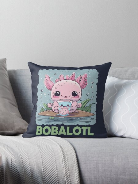 Vista previa del artículo con la obra «Lindo Kawaii Axolotl Boba Azul Rosa Expresión Diversión de verano», diseñado y vendido por DesignByMai.