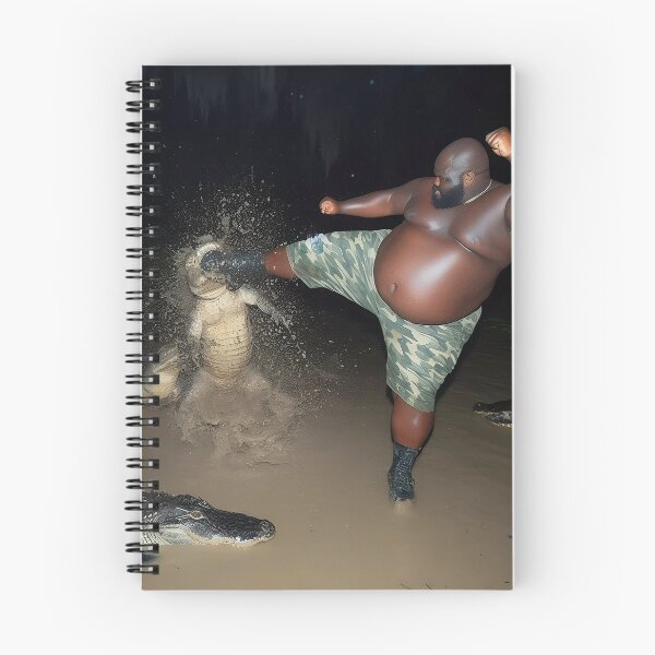Item preview, Gumbo Slice Meme Fat Black Guy Kicking Alligator designed and sold by fomodesigns.