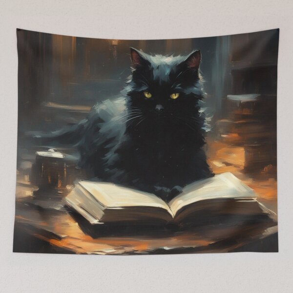 Item preview, Black Cat Reading a Book designed and sold by cr6zym1nd.